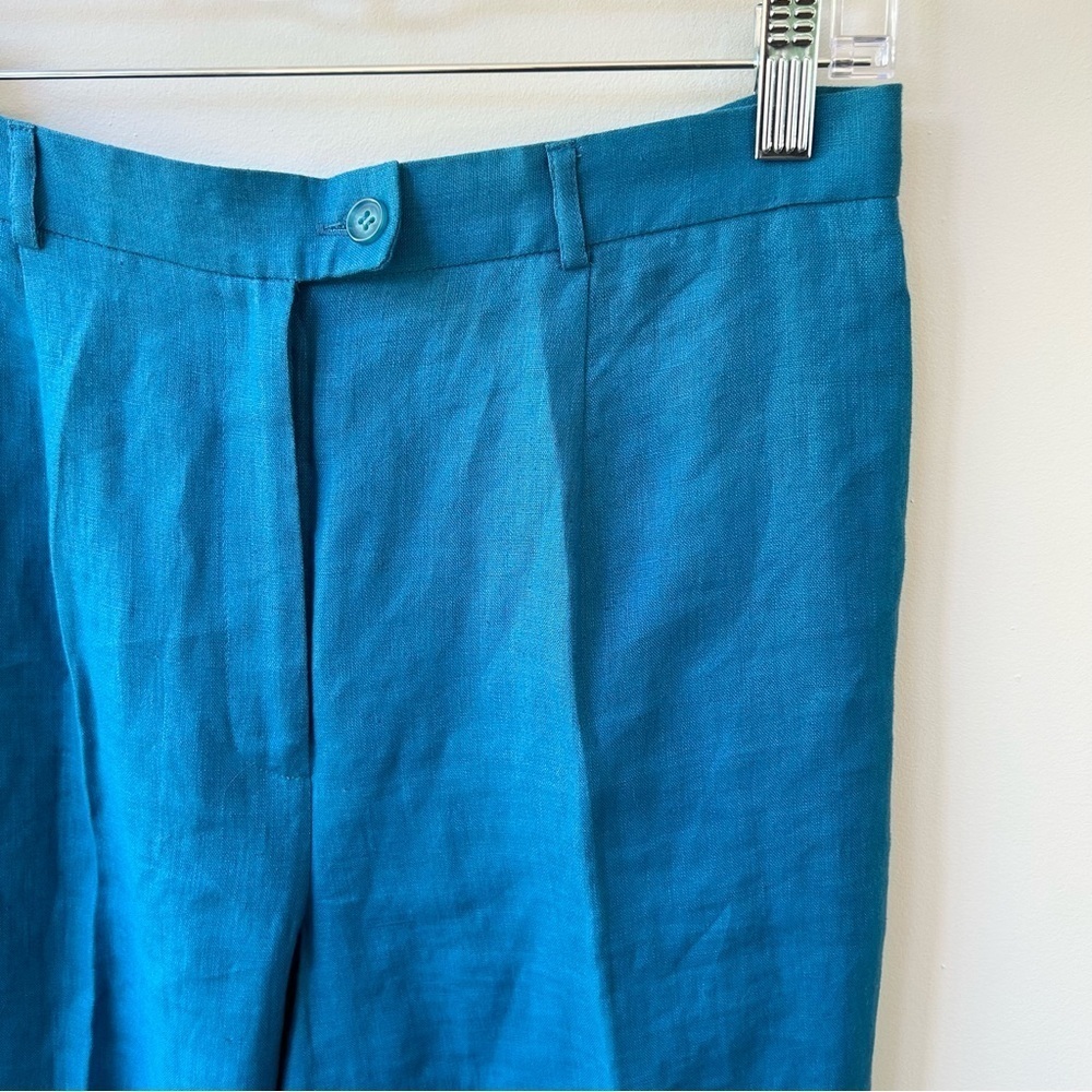 Vintage 100% linen royal blue women’s trousers - Picture 2 of 8